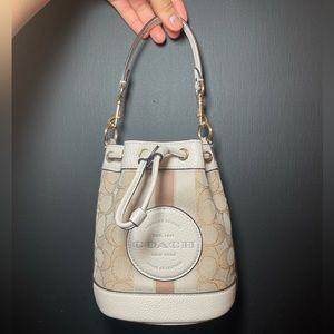 Mini Dempsey Bucket Bag In Signature Jacquard With Stripe And Coach Patch